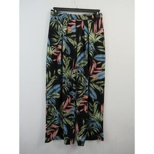 Philosophy XL Black Floral Flowy Pants Pull On Pants Wide Leg Pink Green Blue